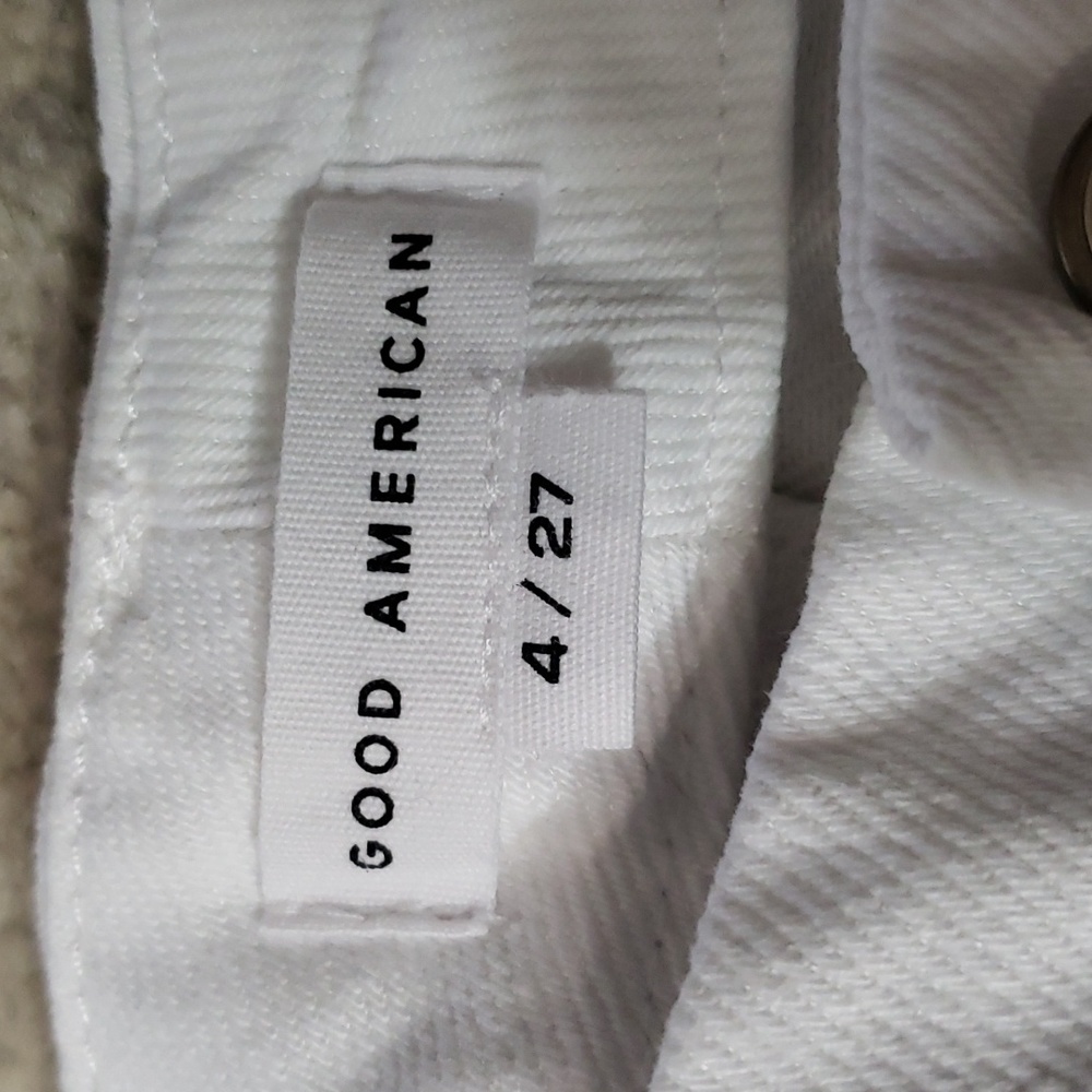 GOOD AMERICAN GOOD BOY WHITE ANKLE WRAP JEANS SZ 4 - Picture 5 of 13